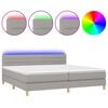 vidaXL Posteľ boxsping s matracom a LED bledosiv&aacute; 200x200 cm l&aacute;tka