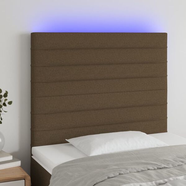 vidaXL Čelo postele s LED tmavohend&eacute; 90x5x118/128 cm l&aacute;tka