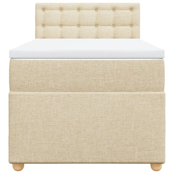 vidaXL Posteľn&yacute; r&aacute;m boxsping s matracom kr&eacute;mov&yacute; 90x200 cm l&aacute;tka