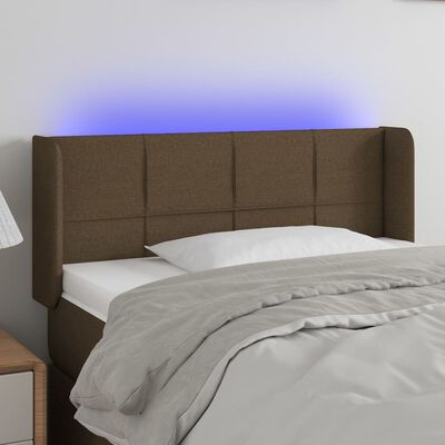 vidaXL Čelo postele s LED tmavohendé 93x16x78/88 cm látka