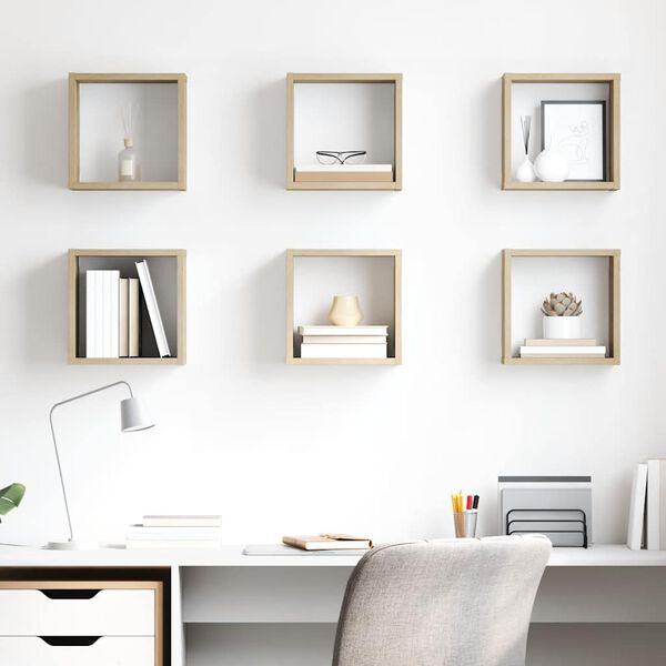 vidaXL N&aacute;stenn&eacute; police 6 ks dub sonoma 26x15x26 cm