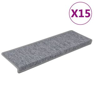 vidaXL Schodov&eacute; rohože 15 ks 65x21x4 cm svetlosiv&eacute; s obdĺžnikov&yacute;m okrajom