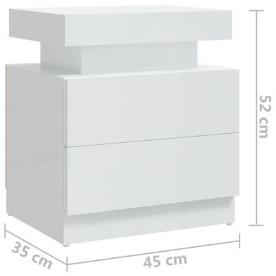 vidaXL Nočný stolík vysokolesklý biely 45x35x52 cm drevotrieska