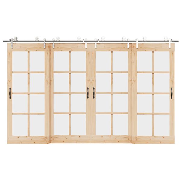 vidaXL Kovanie na posuvné dvere 366 cm, nehrdzavejúca oceľ, strieborné