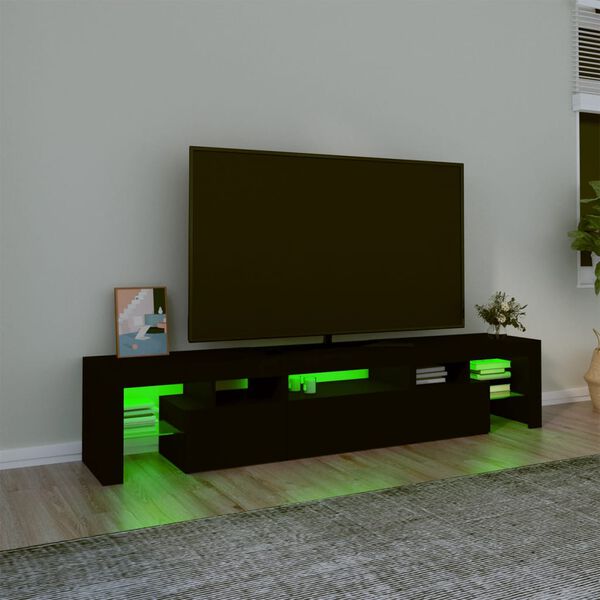 vidaXL TV skrinka s LED svetlami čierna 200x36,5x40 cm