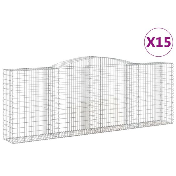 vidaXL Oblúkové gabionové koše 15 ks 400x50x140/160 cm pozink. železo