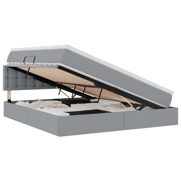 vidaXL Postel s &uacute;ložn&yacute;m prostorem a matrac&iacute; Svetlosiv&aacute; 160 x 200 cm