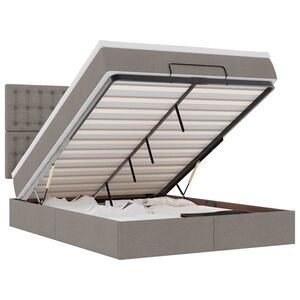 VidaXL Osmansk&aacute; posteľ s matracom a LED di&oacute;dami Taupe 140x200 cm L&aacute;tka