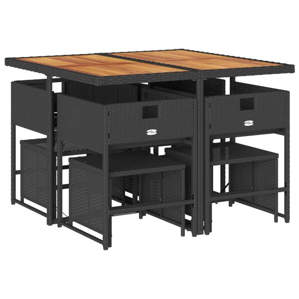 vidaXL 9-dielna z&aacute;hradn&aacute; jed&aacute;lensk&aacute; sada s vank&uacute;&scaron;mi čierna polyratan