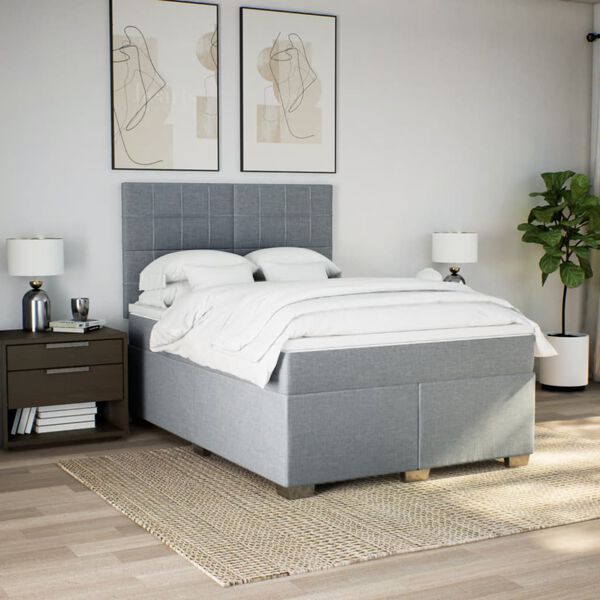 vidaXL Boxspring posteľ s matracom bledosiv&aacute; 140x200 cm l&aacute;tka