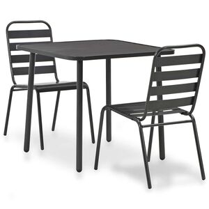 vidaXL 3-dielna bistro s&uacute;prava tmavo-siv&aacute; oceľov&aacute;