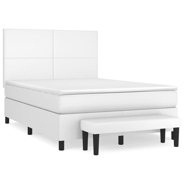 vidaXL Boxspring posteľ s matracom biela 140x200 cm umel&aacute; koža