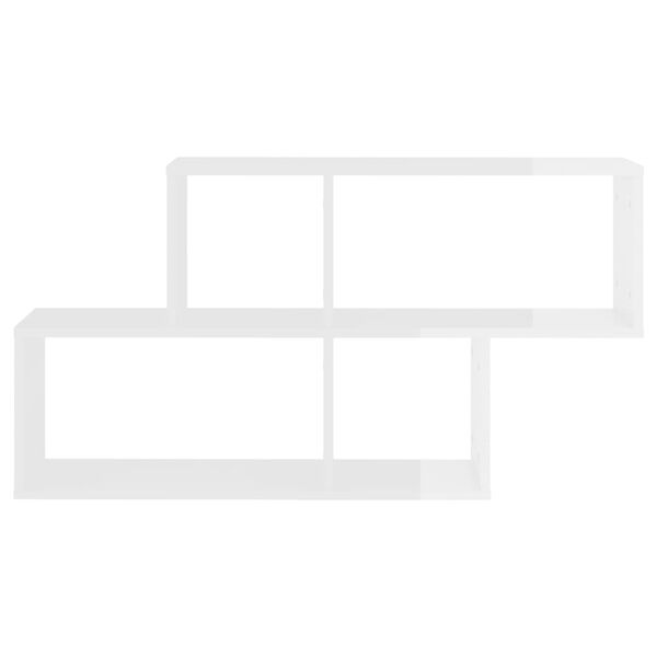 vidaXL Nástenná polica, lesklá biela 100x18x53 cm, kompozitné drevo