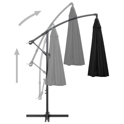 vidaXL Závesný slnečník, čierny 3 m, hliníková tyč