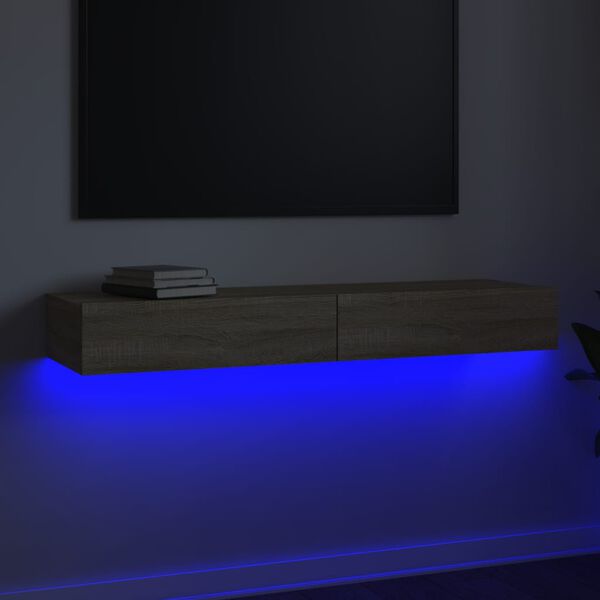 vidaXL TV skrinka s LED svetlami dub sonoma 120x35x15,5 cm