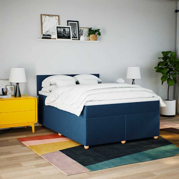 vidaXL Boxspring posteľ s matracom modr&yacute; 140x190 cm l&aacute;tka