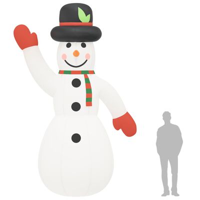 vidaXL Nafukovací vianočný snehuliak s LED 455 cm