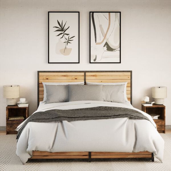 vidaXL Nočn&eacute; stol&iacute;ky s LED svetlami 2 ks dymov&yacute; dub kompozitn&eacute; drevo