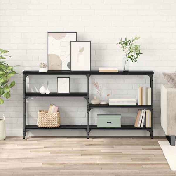 vidaXL Konzolov&yacute; st&ocirc;l Čierny dub 150 x 29 x 76,5 cm Kompozitn&eacute; drevo