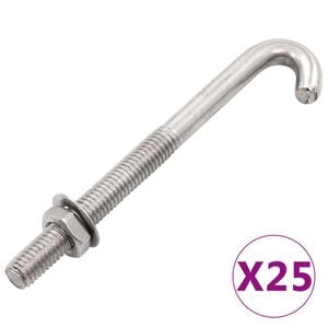 vidaXL H&aacute;kov&yacute; &scaron;r&oacute;b s maticou a podložkou M8x120 mm 25 s&aacute;d