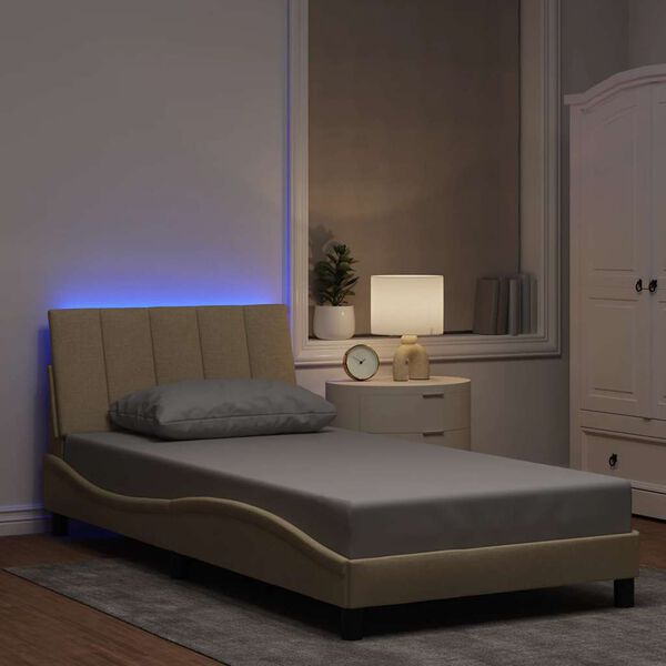 vidaXL Rám postele bez matraca Hanko krémová 100x200 cm látka