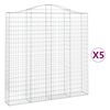 vidaXL Obl&uacute;kov&yacute; gabionov&yacute; k&ocirc;&scaron; 5 ks 200x30x200/220cm pozinkovan&eacute; železo