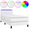 vidaXL Boxspring posteľ s matracom a LED biela 90x190 cm umel&aacute; koža