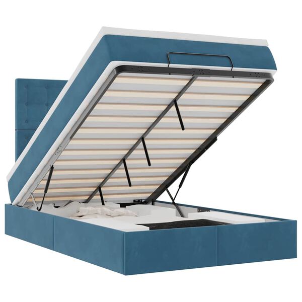 vidaXL Osmanská posteľ s matracmi Tmavomodrá 120x200cm Zamat