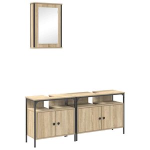 vidaXL Sada k&uacute;peľňov&eacute;ho n&aacute;bytku N&aacute;stenn&yacute; 3 pcs Hned&aacute; Kompozitn&eacute; drevo