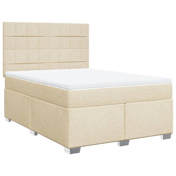 vidaXL Posteľn&yacute; r&aacute;m boxspring s matracom kr&eacute;mov&yacute; 160x200 cm l&aacute;tka