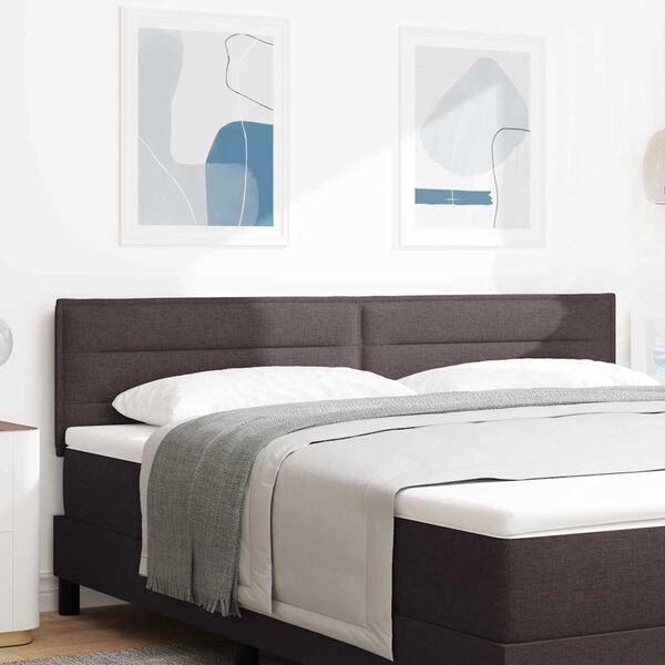 vidaXL LED hlavov&aacute; doska s čelnou doskou Tmavohned&aacute; 180 cm Polyester