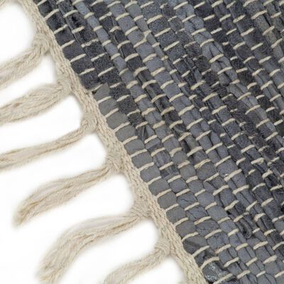 vidaXL Ručne tkaný Chindi koberec sivý 120x170 cm kožený