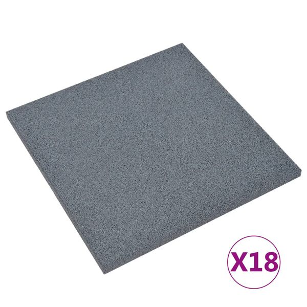 vidaXL Protipádové dlaždice 18 ks sivé 50x50x3 cm gumené