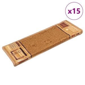 vidaXL Samolepiace n&aacute;&scaron;ľapy na schody 15 ks b&eacute;žov&eacute; 65x21x4 cm