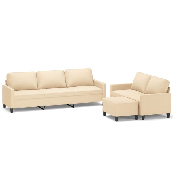 vidaXL 3-dielna sedacia súprava s vankúšmi krémová látka