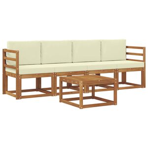 vidaXL Z&aacute;hradn&aacute; s&uacute;prava gaučov s vank&uacute;&scaron;om 5 pcs Pr&iacute;rodn&aacute; a kr&eacute;mov&aacute;