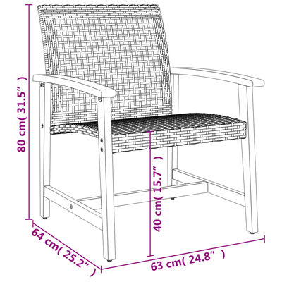 vidaXL Záhradné stoličky 2 ks béžové polyratan a akáciové drevo