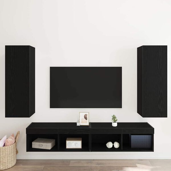 vidaXL Nástenný TV kabinet Nástenný 2 pcs Čierny dub 30,5 x 30 x 90 cm