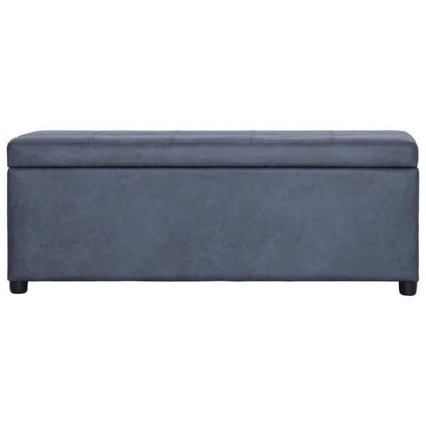 vidaXL Lavica s úložným priestorom 116 cm sivá umelá semišová koža