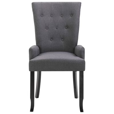 vidaXL Jedálenské stoličky s opierkami 2 ks, tmavosivé, látka