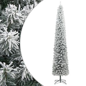 vidaXL &Uacute;zky vianočn&yacute; stromček so stojanom a vločkami 270 cm PVC