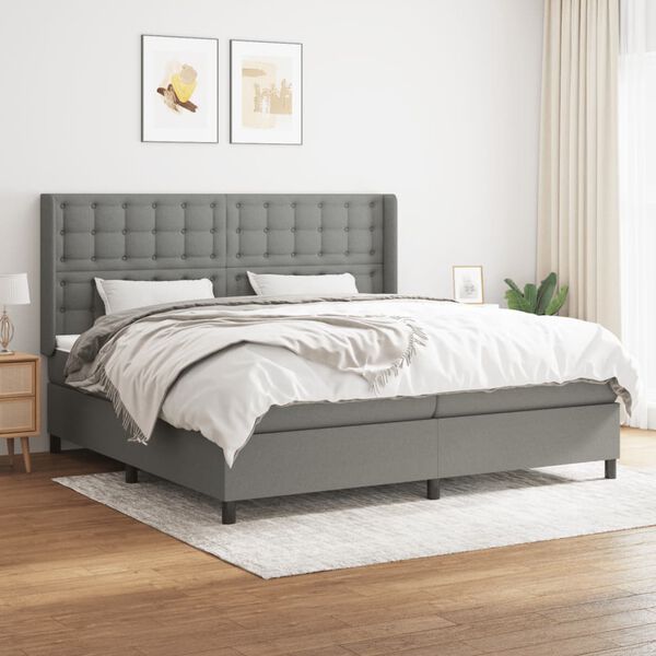 vidaXL Boxspring posteľ s matracom tmavosiv&aacute; 200x200 cm l&aacute;tka