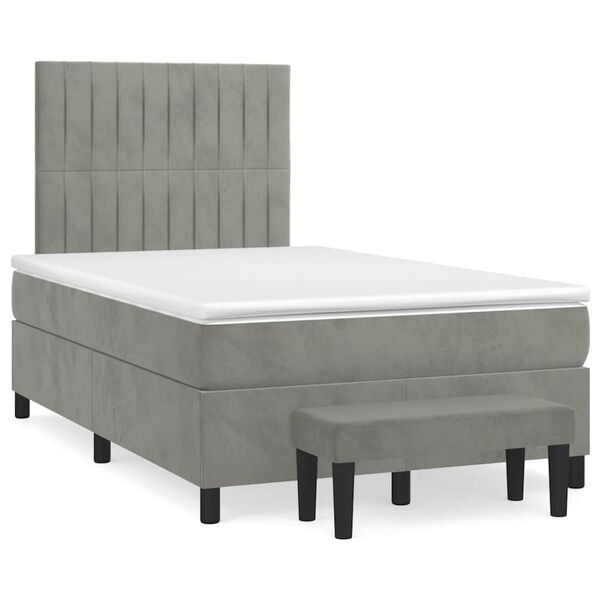 vidaXL Boxspring posteľ s matracom bledosiv&aacute; 120x190 cm zamat