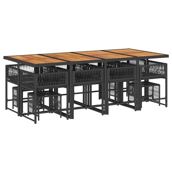 vidaXL 13-dielna z&aacute;hr. jed&aacute;lensk&aacute; s&uacute;prava s vank&uacute;&scaron;mi čierna polyratan