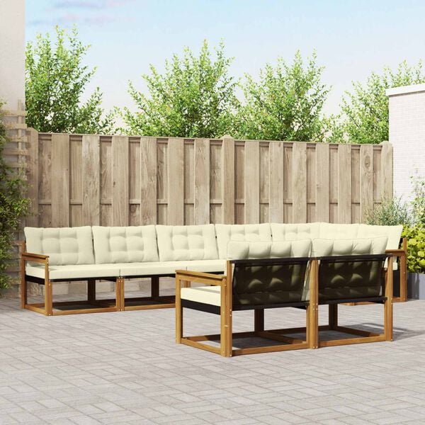 vidaXL Z&aacute;hradn&aacute; s&uacute;prava gaučov s vank&uacute;&scaron;om 8 pcs Pr&iacute;rodn&aacute; a kr&eacute;mov&aacute;