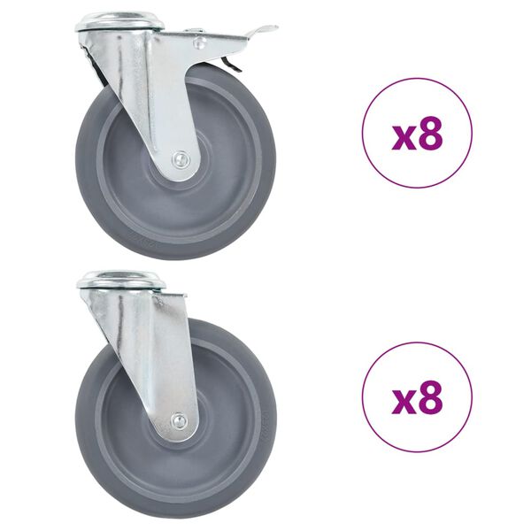 vidaXL Otočn&eacute; kolieska s otvorom na skrutku 16 ks 125 mm