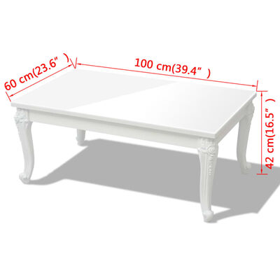 vidaXL Konferenčný stolík, 100x60x42 cm, vysoko-lesklý, biely