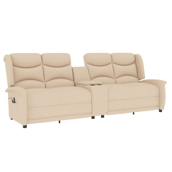 vidaXL 4-miestne sklápacie masážne kreslo+držiak na poháre, krémové