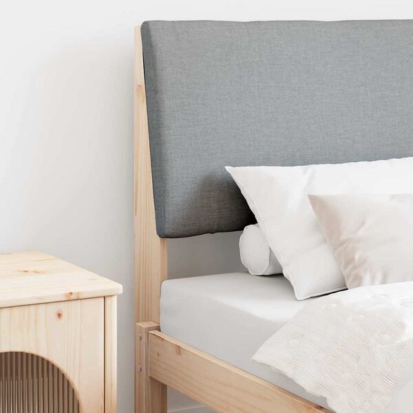 vidaXL Čal&uacute;nen&eacute; čelo postele Svetlosiv&aacute; 75 cm Mas&iacute;vne borovicov&eacute; drevo