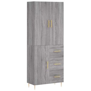 vidaXL Vysok&aacute; skrinka siv&yacute; dub sonoma 69,5x34x180 cm spracovan&eacute; drevo